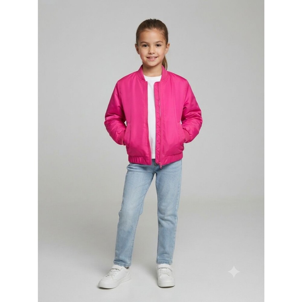 NWOT Cat & Jack Girls Pink Bomber Jacket Full Zip Size S 6/7